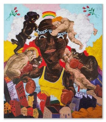 The Unfettering of the Mind: This Painting is Not About Boxing by 
																	Robert Colescott