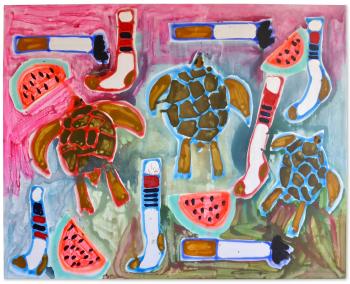 Sea Turtles, Socks, Cigarettes  Plus  Watermelon by 
																	Katherine Bernhardt