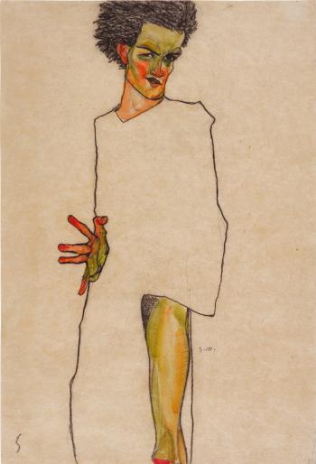 Selbstbildnis (Selfportrait) by 
																	Egon Schiele