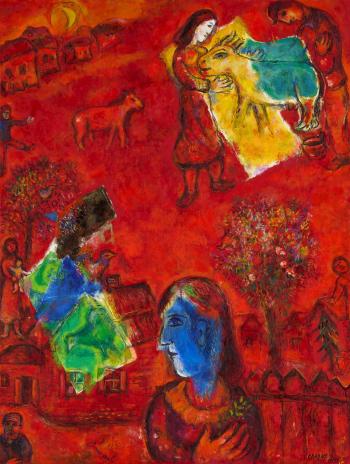 Composition en rouge by 
																	Marc Chagall