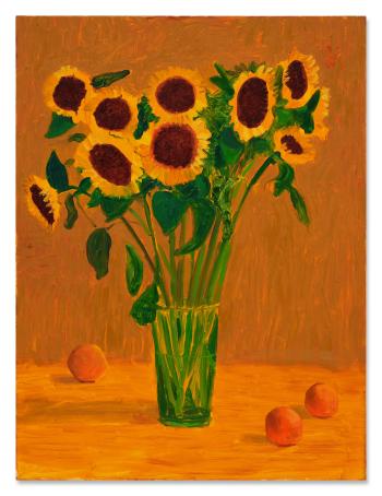 Sunflower and Three Oranges by 
																	David Hockney