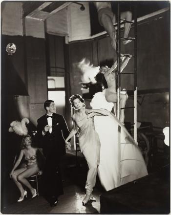 Suzy Parker and Robin Tattersall, evening dress by Griffe, FoliesBergre, Paris, August by 
																	Richard Avedon