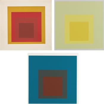 Hommage au Carr (Tribute to the Square): three plates (D. 160.1, 160.10, 160.11) by 
																	Josef Albers