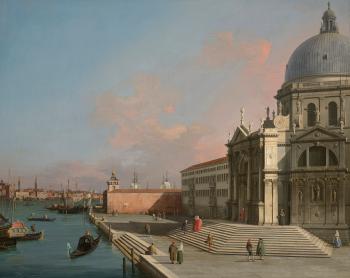 Venice, the Grand Canal looking East with Santa Maria della Salute by 
																	 Canaletto