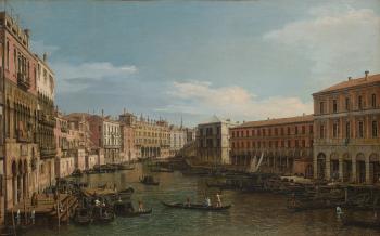 Venice, the Grand Canal looking South, from the Ca' Da Mosto toward the Rialto Bridge by 
																	 Canaletto
