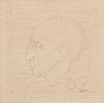 Portrait de Marcel Duchamp , projet pour l'Exposition 'Eros' de by 
																	Hans Bellmer