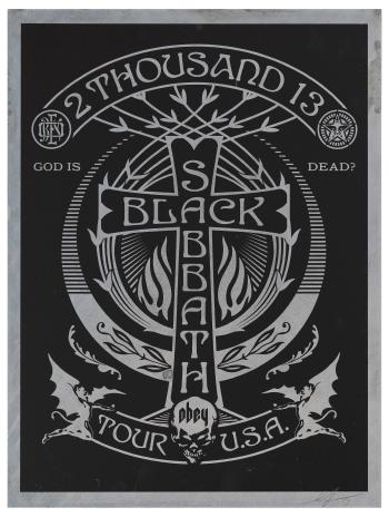 Black Sabbath Cross Silver by 
																	Shepard Fairey