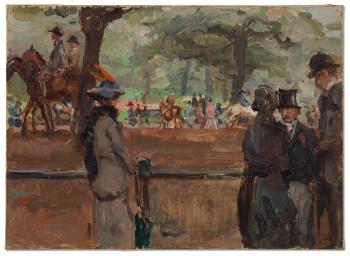 A busy day at Rotten Row, Hyde Park, London by 
																	Isaac Israels
