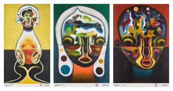 Untitled 1 (Homme Rouge); Untitled 2 (Femme Verte); and Untitled 3 (Jaune) (Three Works) by 
																	Izumi Kato