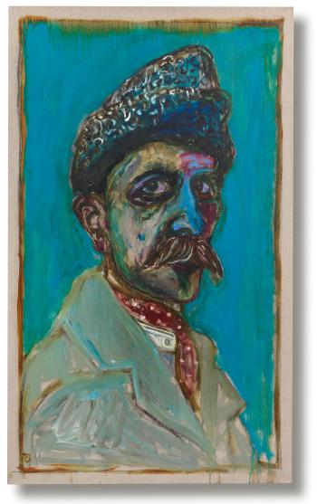 selfportrait in astrachan hat circa by 
																	Billy Childish