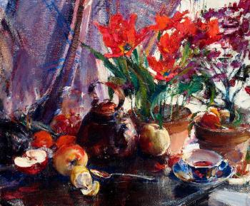 Still Life Fruit and Flowers by 
																	Nicolai Fechin