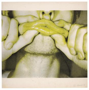 Hand Pinching Lips (Plate 1), from Study for a Hologram by 
																	Bruce Nauman