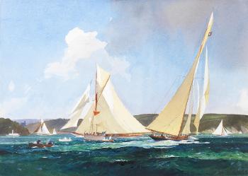 The Rivals; Racing off Dartmouth, a pair each by 
																	Martyn Mackrill