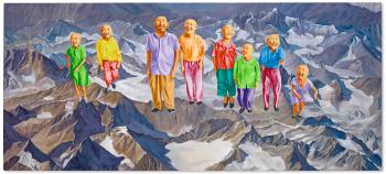 Untitled (Figures over Sichuan Mountains) by 
																	 Fang Lijun