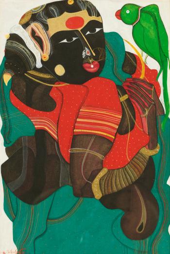 Untitled (Woman with Parrot) by 
																	Thotha Vaikuntam