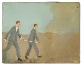 Untitled (two men with stick) by 
																	Richard Vanderfold Ellery