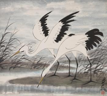 Two Egrets by 
																	 Lin Fengmian