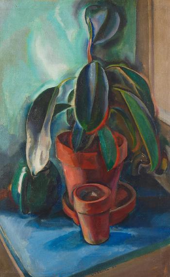 Rubber plant and pots by 
																	Edouard Antonin Vysekal