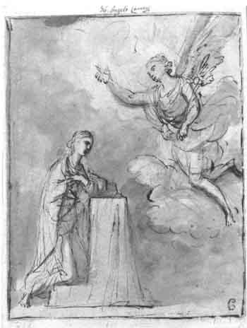 Annunciation. Study of tree by 
																	Giovanni Angelo Canini