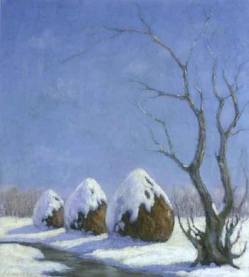 Haystack in the snow by 
																	Bela Balla