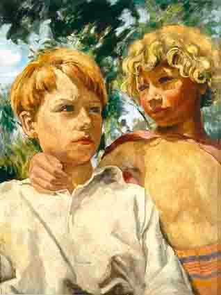 Two Children by 
																	Noel Adney