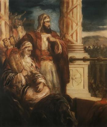 Rabbi with Torah on the the Walls of Jerusalem by 
																	Dezso Rakssanyi