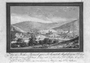 View from Neckar-Steinach of road from Heidelberg to Tilsberg by 
																	Jan Baptist van Aefferden