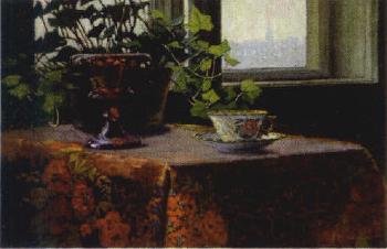 Still life with plant and cup by 
																	Ella Ehrenberger