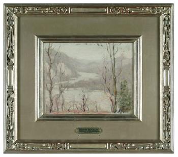 Panoramic view of valley with river and mountains by 
																	Henry Rood