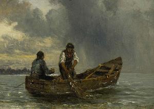 Fischer beim Einholen des Netzes by 
																	Conrad Reinherz