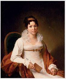 Portrait of a lady, seated three-quarter-length, in a white silk dressL22 and embroidered shawl by 
																	Francois Henri Mulard
