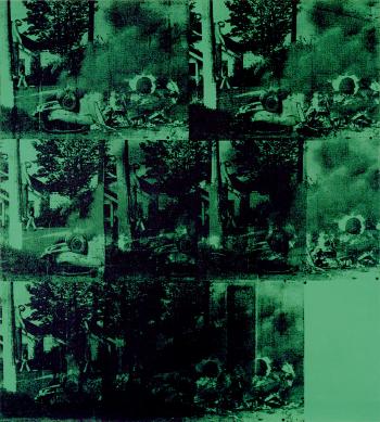 Green car crash, green burning car I by 
																			Andy Warhol