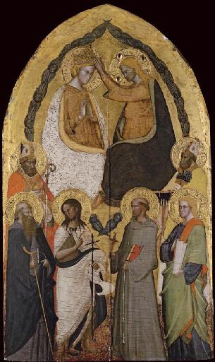 Coronation of the Virgin, with saints by 
																	 Maestro Francesco