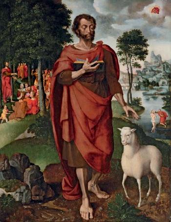 Saint John the Baptist with the Baptism and Predication by 
																	Jan Swart van Groningen