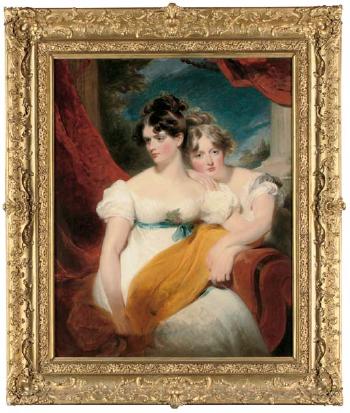 Double portrait of Marianne Anna Mariach Gooch and Charlotte Matilda GL26ooch, three quarter length by 
																	George Henry Harlow