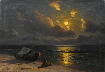 The rising of the moon in in Otyza, Crimea  by 
																	Grigory Odissejewitsch Kalmykow