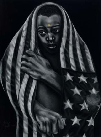 Brother and American flag by 
																	Noni Olabisi