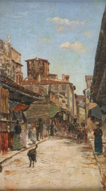 Italian street scene by 
																	George Hyde-Pownall