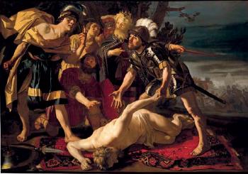 Achilles preparing to avenge the death of Patroclus by 
																	Dirck van Baburen