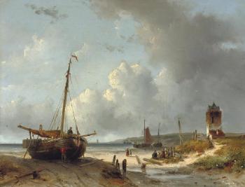 On the beach by 
																	Josefus Gerardus Hans