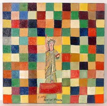 Statue of Liberty on a checkered background by 
																	Bertha A Halozan