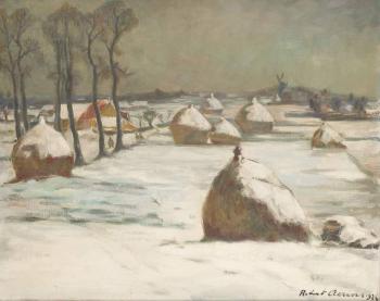 Meules sous la neige by 
																	Robert Aerens