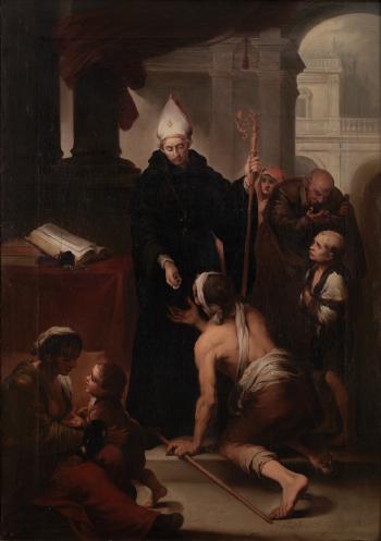 Santo Tomás de Villanueva (copia de Murillo) by 
																	Antonio Cabral y Aguado Bejarano