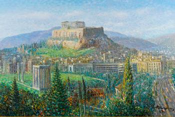 Stylae of Olympian Zeus with the Acropolis beyond by 
																	Vasilis Zenetzis