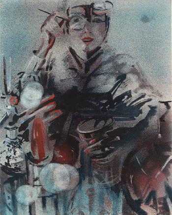 Madchen mit Schminkbrille (A New Rokoko) by 
																	August Ohm