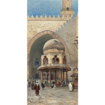 Outside the mosque by 
																	Frans Wilhelm Odelmark