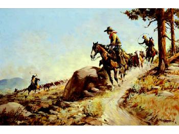 Steering the cattle by 
																			Fred Harman