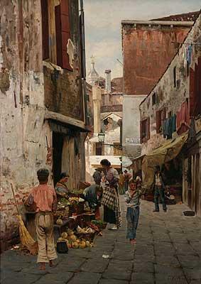 Markt in einer venezianischen Gasse by 
																	Carl Friedrich Karthaus