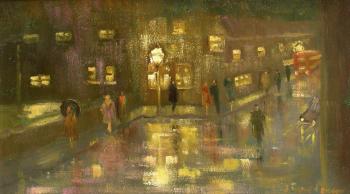 Street scene by gas light by 
																	John Wynne-Morgan
