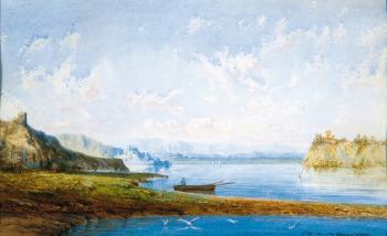 Paysage imaginaire au bord d'un lac by 
																	Eleazar Charles Antoine de Sabran-Ponteves